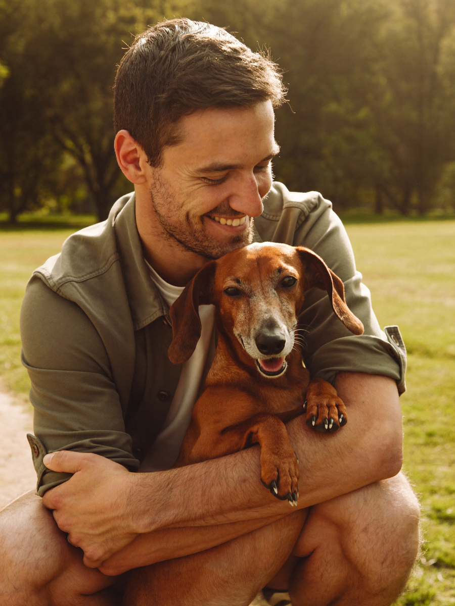 Founder with their dachshund